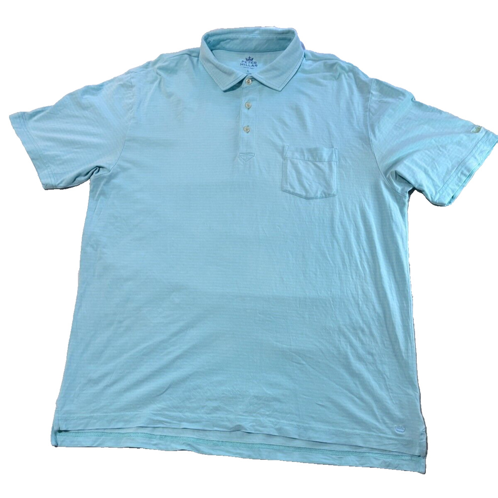 Peter Millar Polo Shirt Mens L Light Blue Short Sleeve Peter Millar Crown